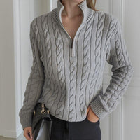 Mathilde™-Pullover aus Zopfstrick mit Hohem Kragen  / Das Must-Have für Winterliche Looks mit Präsenz! – Grau