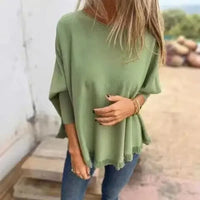 [🔥2 ZUM PREIS VON 1🔥] Giulia™ Oberteil aus hochwertigem, weichem Fleece mit Fledermausärme und Spitzenbesatz am Saum / Eleganter Komfort mit femininer Note! – Grün / Schwarz