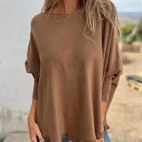 [🔥2 ZUM PREIS VON 1🔥] Giulia™ Oberteil aus hochwertigem, weichem Fleece mit Fledermausärme und Spitzenbesatz am Saum / Eleganter Komfort mit femininer Note! – Braun / Pink