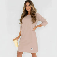 Daily™-Kleid aus Comfort-Strick mit 3/4-Ärmeln / Das elegante Basic, das die Figur vorteilhaft betont, ohne einzuengen! – Khaki
