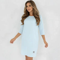 Daily™-Kleid aus Comfort-Strick mit 3/4-Ärmeln / Das elegante Basic, das die Figur vorteilhaft betont, ohne einzuengen! – Himmelblau