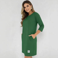 Daily™-Kleid aus Comfort-Strick mit 3/4-Ärmeln / Das elegante Basic, das die Figur vorteilhaft betont, ohne einzuengen! – Grün
