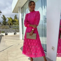 Leonor™-Kleid aus handgefertigter Spitze mit feiner Verarbeitung / Luxuriöse Eleganz mit Haltung und Klasse! – Rosa
