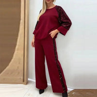 Charlotte™ Set mit Paillettenärmeln und Bequemer Passform / Wärme, Präsenz und Eleganz für Kalte Tage – Rot