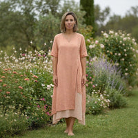 Premium Viskose Miami™ Kleid mit Stilvollem Seitenschlitz – Rosa