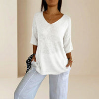 Carmim™ Bluse aus weichem Strick mit strukturierter Masche – Weiß