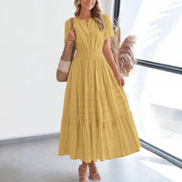 Floriana™ Kleid mit Stufenrock und Betonter Taille – Gelb