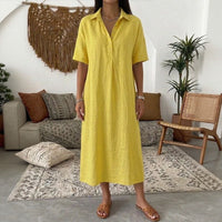 Bianca™ Kleid mit Klassischem Kragen und Knöpfen Vorne – Gelb