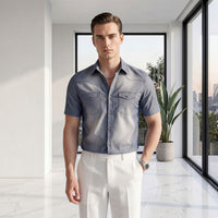 Vittorio™ Slim Fit Denim-Hemd mit Premium-Waschung – Grau