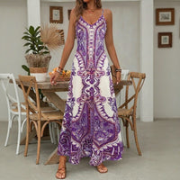 Aruba™ Maxi-Kleid mit ornamentalem Print und feinen Trägern – Lila
