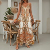 Aruba™ Maxi-Kleid mit ornamentalem Print und feinen Trägern – Orange