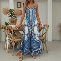 Aruba™ Maxi-Kleid mit ornamentalem Print und feinen Trägern – Blau