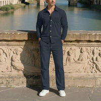 Monte Carlo™ Set mit leichter Textur und Hose mit verstellbarem elastischem Bund – Dunkelblau