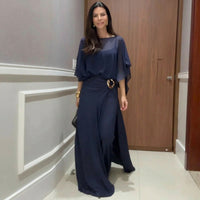 Hermine™ Jumpsuit-Set mit transparenter Überlage – Dunkelblau