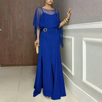 Hermine™ Jumpsuit-Set mit transparenter Überlage – Blau