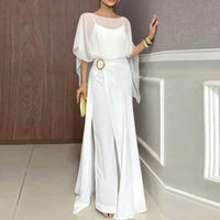 Hermine™ Jumpsuit-Set mit transparenter Überlage – Weiß