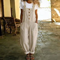 Tau™ Latzhosen-Stil Jumpsuit mit funktionalen Taschen – Beige