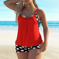 Lurielle™-Tankini-Set mit Lockerem Tanktop und Gemusterten Shorts – Rot