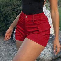 Nivara™-Shorts aus Premium-Twill mit Cargotaschen und Hohem Bund – Rot