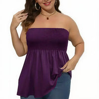 Vellora™-Bluse im Trägerlosen Schnitt mit Fließender Passform – Lila