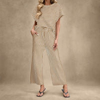 Oasis™ Gestreiftes Set mit Kordelzugbund – Beige