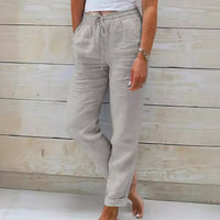 Norah™-Hose aus Baumwollleinen mit Verstellbarem Bund – Grau