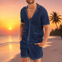 Cancún™ Set aus Lochstrick und lässigem Design – Dunkelblau