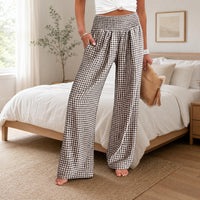 Sommer™ Hose aus Baumwoll-Leinen mit Karomuster – Braun