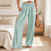 Sommer™ Hose aus Baumwoll-Leinen mit Karomuster – Hellgrün