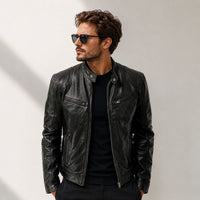 Yakuza™ Jacke aus Premium Leder mit Minimalistischem, Zeitlosem Design – Schwarz