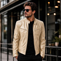 Yakuza™ Jacke aus Premium Leder mit Minimalistischem, Zeitlosem Design – Gold