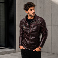 Vorreiter™ Premium Lederjacke mit Stehkragen – Bordeauxrot