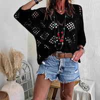 CityBreeze™ Top aus Ajourstrick mit lockerem Schnitt – Schwarz