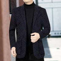 Salzburg™ Blazer mit Strukturierter Webung und Geometrischer Musterung – Blau