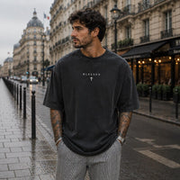 Blessed Motion™ Oversized T-Shirt Mit Verwaschenem Vintage-Finish – Schwarz