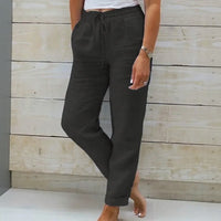 Cagliari™ Hose aus Baumwoll Leinen mit Verstellbarem Bund – Schwarz