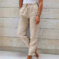 Cagliari™ Hose aus Baumwoll Leinen mit Verstellbarem Bund – Beige