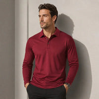 Salvatore™ Langarm-Poloshirt aus Premium-Atmungsaktivem Strick – Rot
