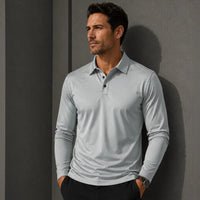 Salvatore™ Langarm-Poloshirt aus Premium-Atmungsaktivem Strick – Grau