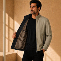 Harrington™ Jacke mit Samtweichem Innenfutter und Hohem Kragen – Beige