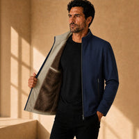 Harrington™ Jacke mit Samtweichem Innenfutter und Hohem Kragen – Marine