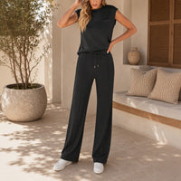 Bonnye™ Set Mit Ärmellosem Oberteil und Weiter Hose – Schwarz