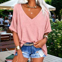Zoë™ Bluse mit Lockerer Passform und V-Ausschnitt – Rosa
