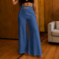 Valenzia™ Hose mit Hoher Taille und Exklusivem Goldenen Detail – Marine