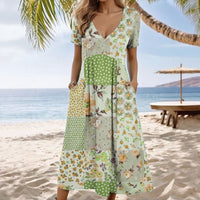 Kleid Zafrina™ Mit Mehrfarbigem Blumenmuster und Seitentaschen – Grün