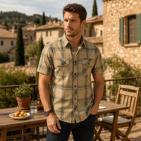 Trailmont™ Kariertes Hemd Mit Fronttaschen und Robuster Ausstrahlung – Khaki