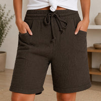 Shorts Svea™ mit Strukturierter Baumwolle und Hohem Bund – Braun