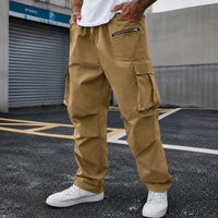 Cargohose Orsen™ mit elastischem Bund, Pattentaschen und lockerem Schnitt – Dunkelbeige
