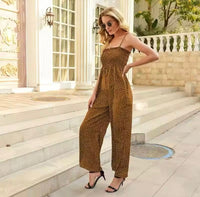 Charlotte | Weites Bein Gesmoktes Oberteil Jumpsuit – Braun