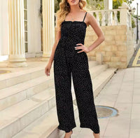 Charlotte | Weites Bein Gesmoktes Oberteil Jumpsuit – Schwarz